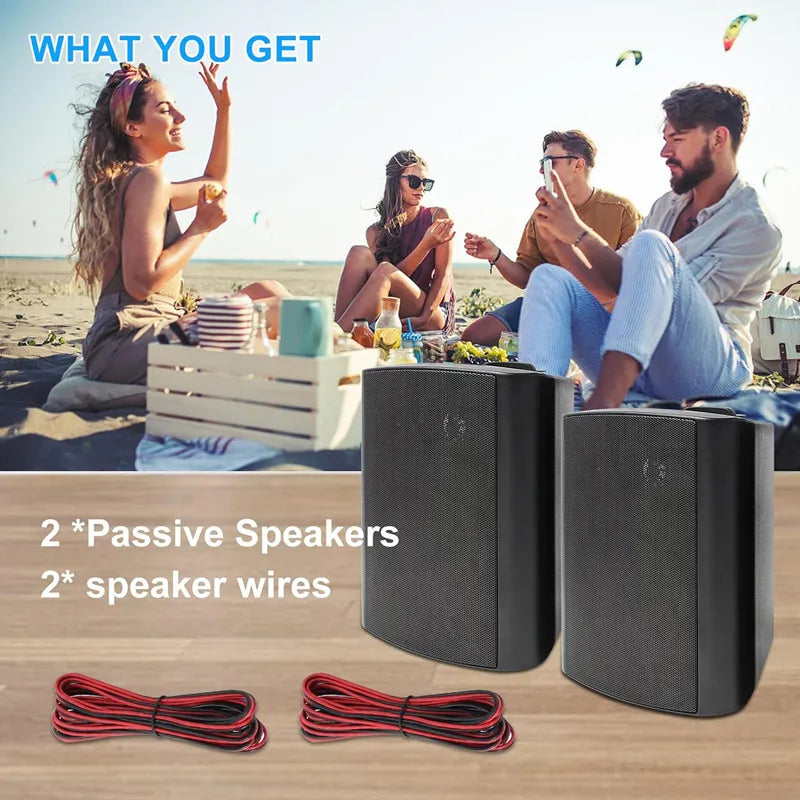 Herdio 2PCS 6.5’’ 400W Outdoor Speakers Wired Waterproof Passive With Powerful Bass Wall Mount Speakers For Indoor