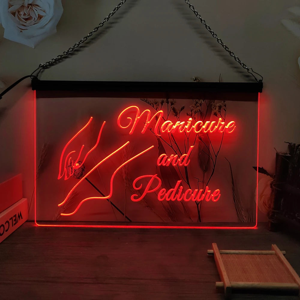 Manicure and Pedicure Art Decor For Salon Girls Room-LED Neon Sign-3D Carving Wall Art