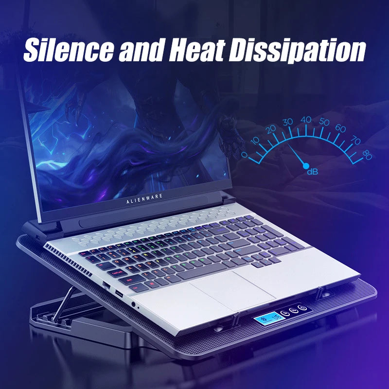 A9 Gaming RGB Laptop Cooling Base 2 USB Ports 6 Fan Gaming LED Light Notebook Cooler For 13-18 Inch For Macbook Laptop