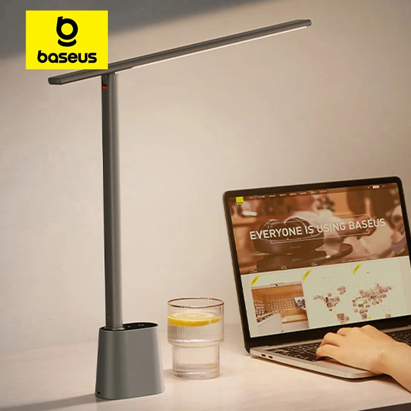 Baseus LED Desk Lamp Eye Protection Study Dimmable Office Light Foldable Table Lamp Smart Adaptive Brightness Bedside