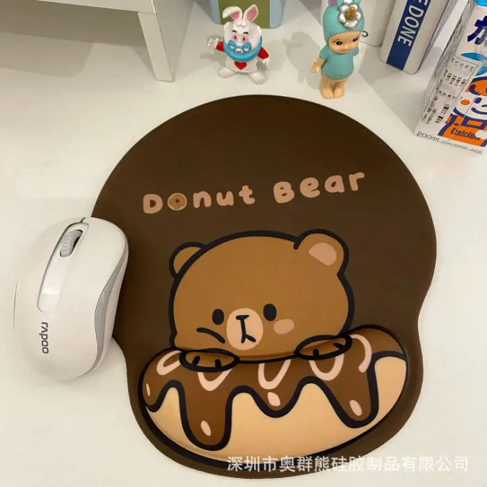 Cartoon Bear Couple Silicone Mouse Pad Thickened Wrist Protection Soft Hand Rest Anti-factory Store Office Mouse Mat