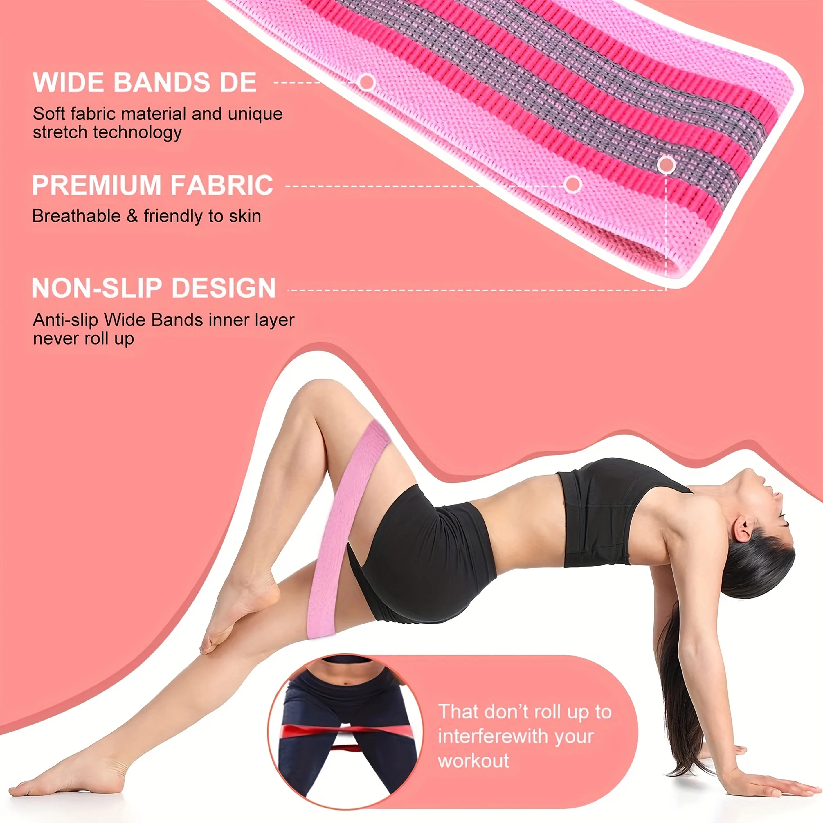 Fabric Resistance Hip Booty Bands Elastic Glute Thigh Workout Squat Circle Stretch Fitness Strips Loops Yoga Gym