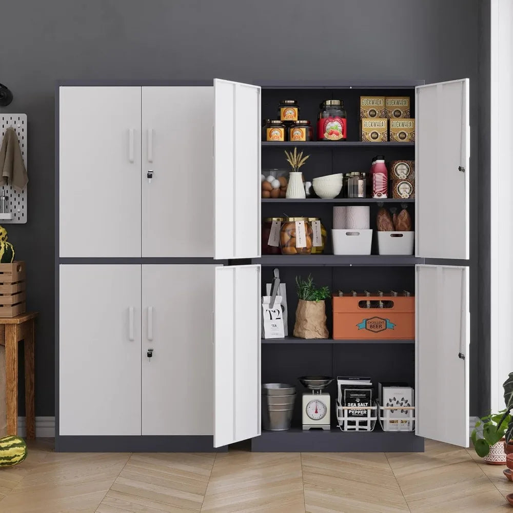 Metal Storage File Cabinet with 4 Doors Steel Storage Cabinet with Locking Doors and 5 Shelves for Home Office Hospital
