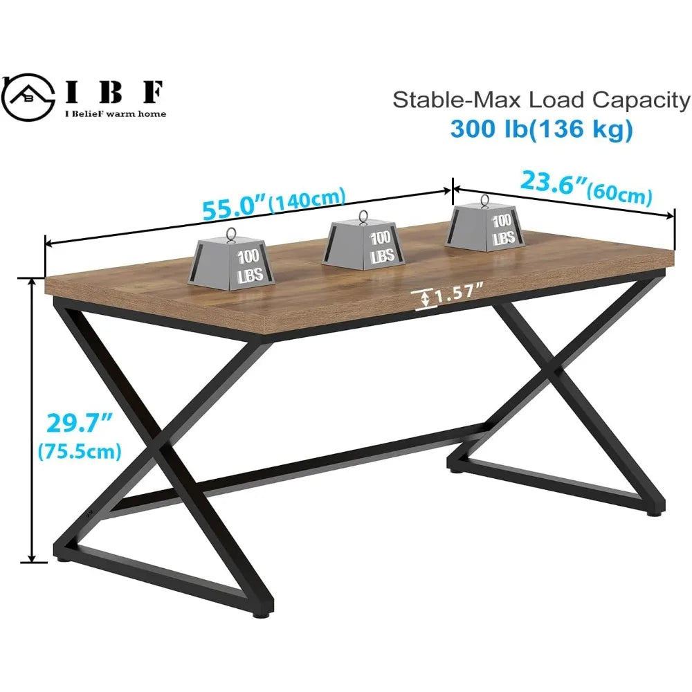 Rural computer desk modern metal home office desk bedroom farmhouse work study desk minimalist wooden laptop - Rustic