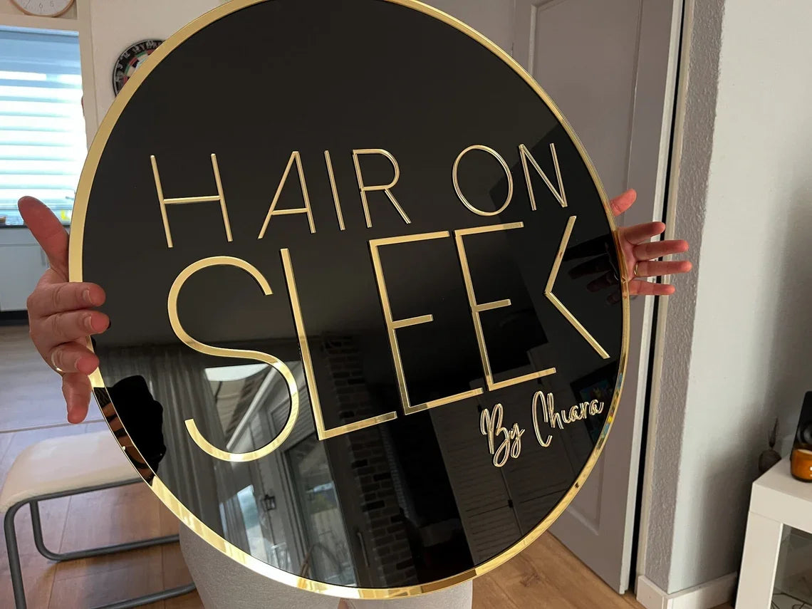Custom Business Logo Sign Round Acrylic Signs Personalized 3D Wall Art Sign for Office Salon Wedding Small Business