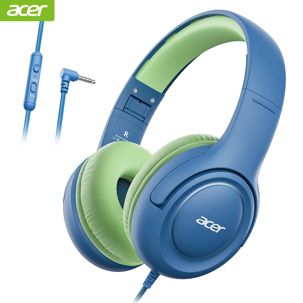 Acer Kids Headphones Wired for School 85/94dB Volume Limiter Foldable Stereo Sound Headset for Kids Learning Tablet