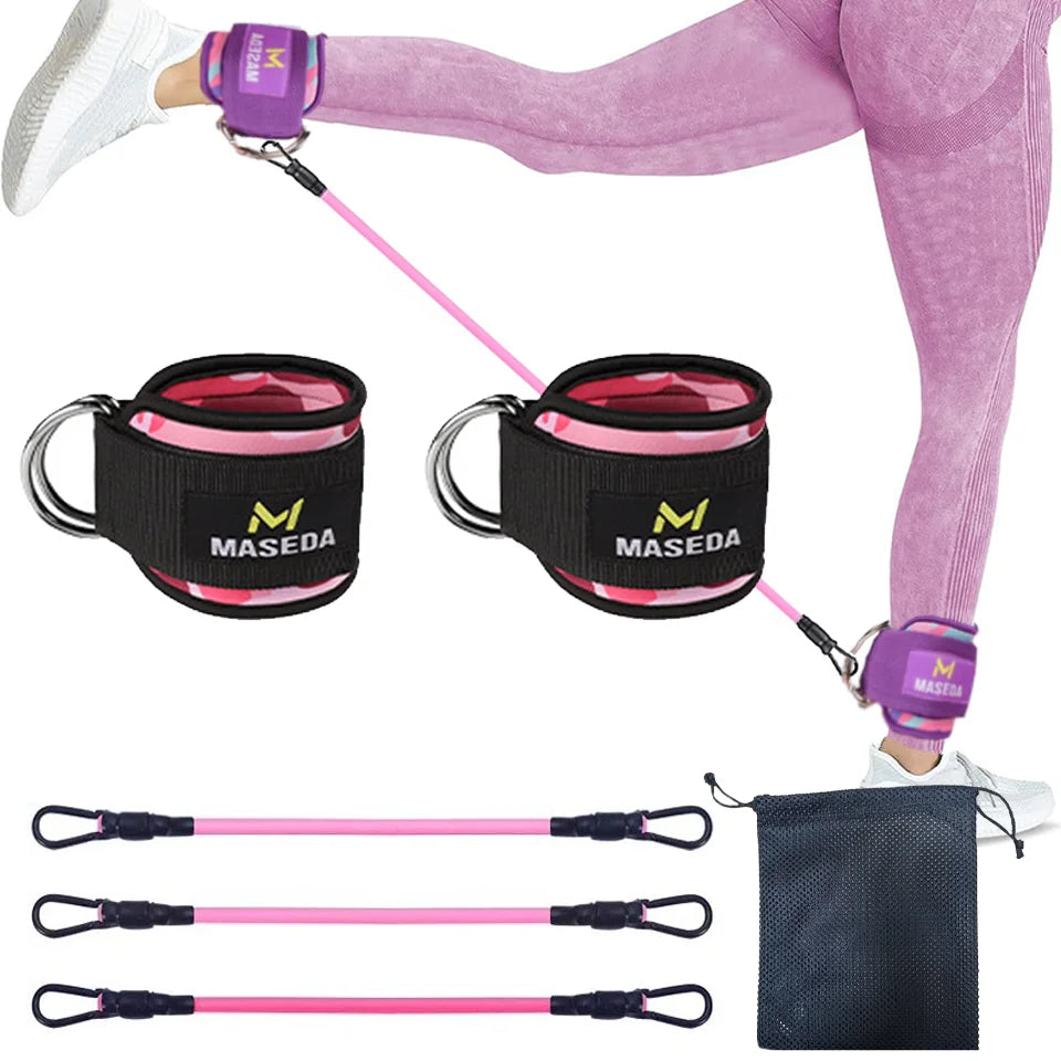 LOOGDEEL D-Ring Support Ankle Cuffs Resistance Bands Ankle Straps Fitness Yoga Leg Strength Safety Extensions Gym Guard