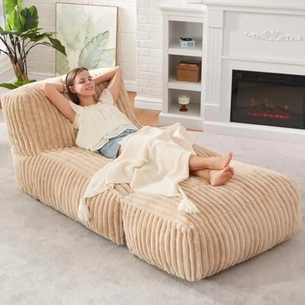 Big Bean Bag Lounger Chairs Large Beanbag Chair for Adults Bean Bag Sofa with Memory Foam Filled for Living Room