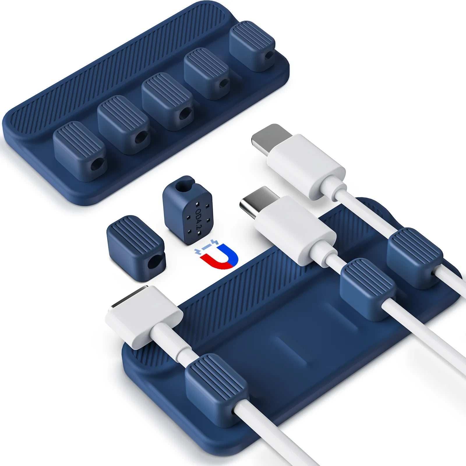 Desktop Magnetic Cable Management 5 Clip Silicone Cable Clamp Car Multipurpose Cord Keeper for Lighting USB C Micro