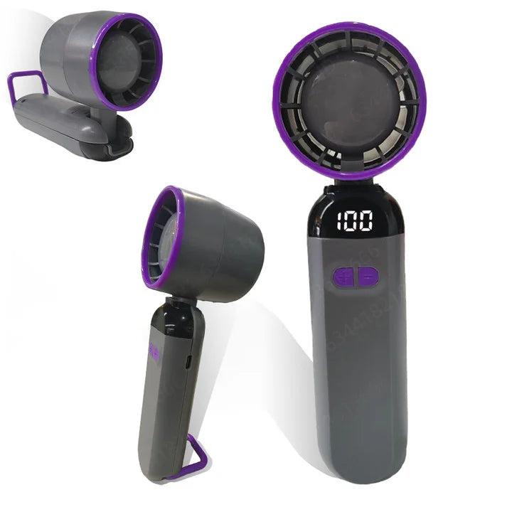 2025 Air Cooling Fan USB Charging LED Digital Display Portable Hand Fan Mini USB Desk Fan Travel Camping Outdoor