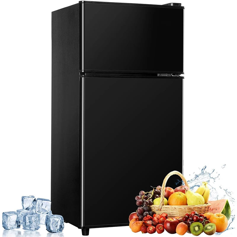 Mini Fridge with Freezer on Top 3.2 Cu.Ft Compact Refrigerator with 7 Levels Adjustable Thermostat Small Refrigerat