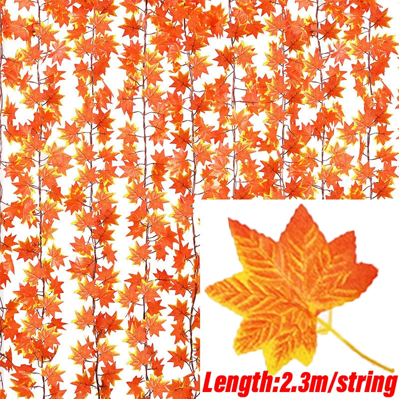 Artificial Green Ivy Vine Hanging Garland Silk Maple Leaves Rattan Fake Plant for Garden Christmas Wedding Party Home