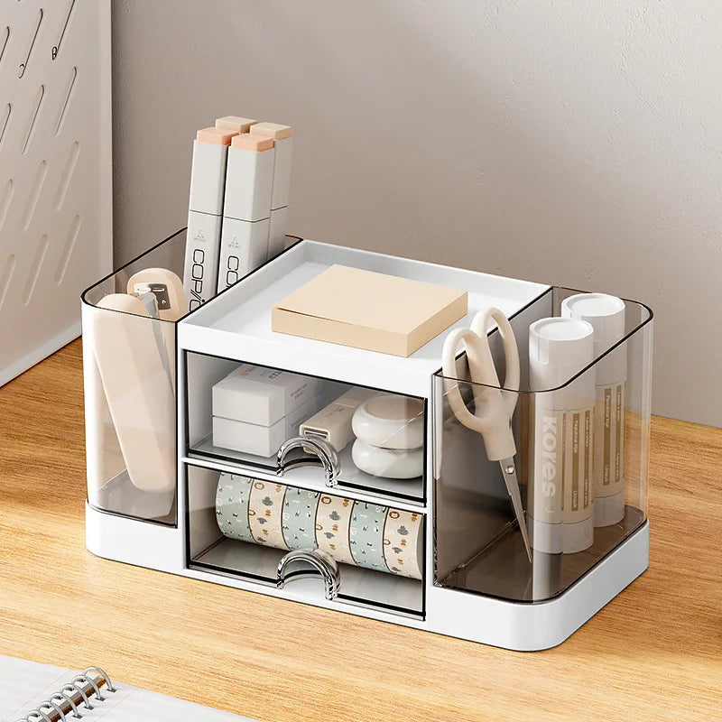 1PC Plastic Desktop Transparent Drawer Box Student Stationery Storage Box Makeup Table Skin Care Products Storage