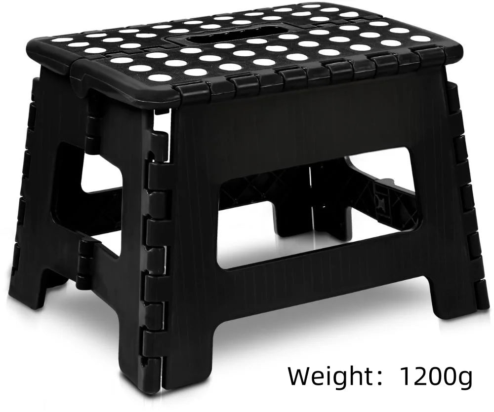 Foldable Step Stool Lightweight Non-Slip Folding Stool for Kitchen Bathroom Home Easy Storage Portable Sturdy Black