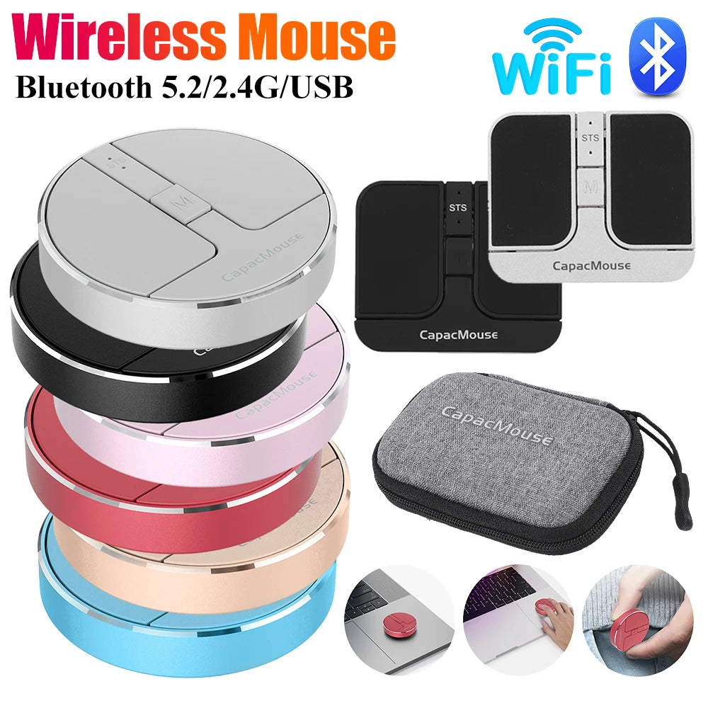 Wireless Mouse 3 Mode Bluetooth5.2/2.4G/USB Mini Capacitive Mice Ultra Thin Wireless Computer Mouse Adjustable DPI