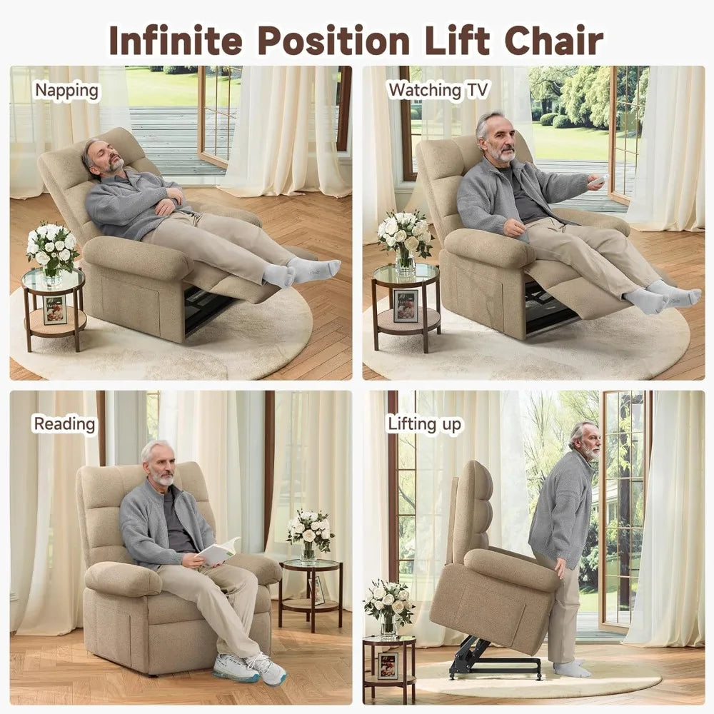 Power Recliner Chair for Elderly Lift Chairs Triple Motor with Infinite Position Seniors Electric Stand Assist Single