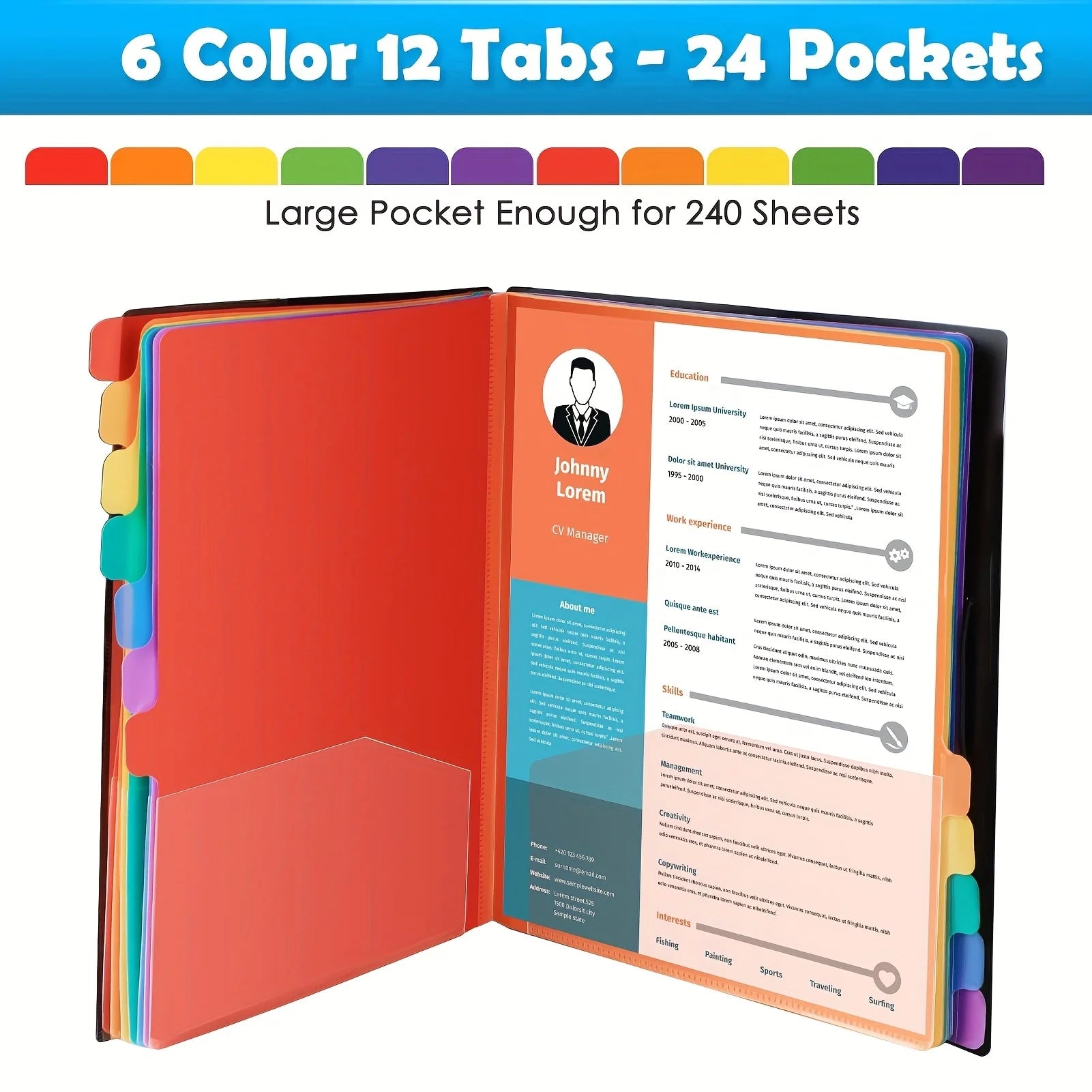Multi-Layer A4 Folder with Rainbow-Colored Tabs & Monthly Dividers - Durable Plastic Document Organizer for School