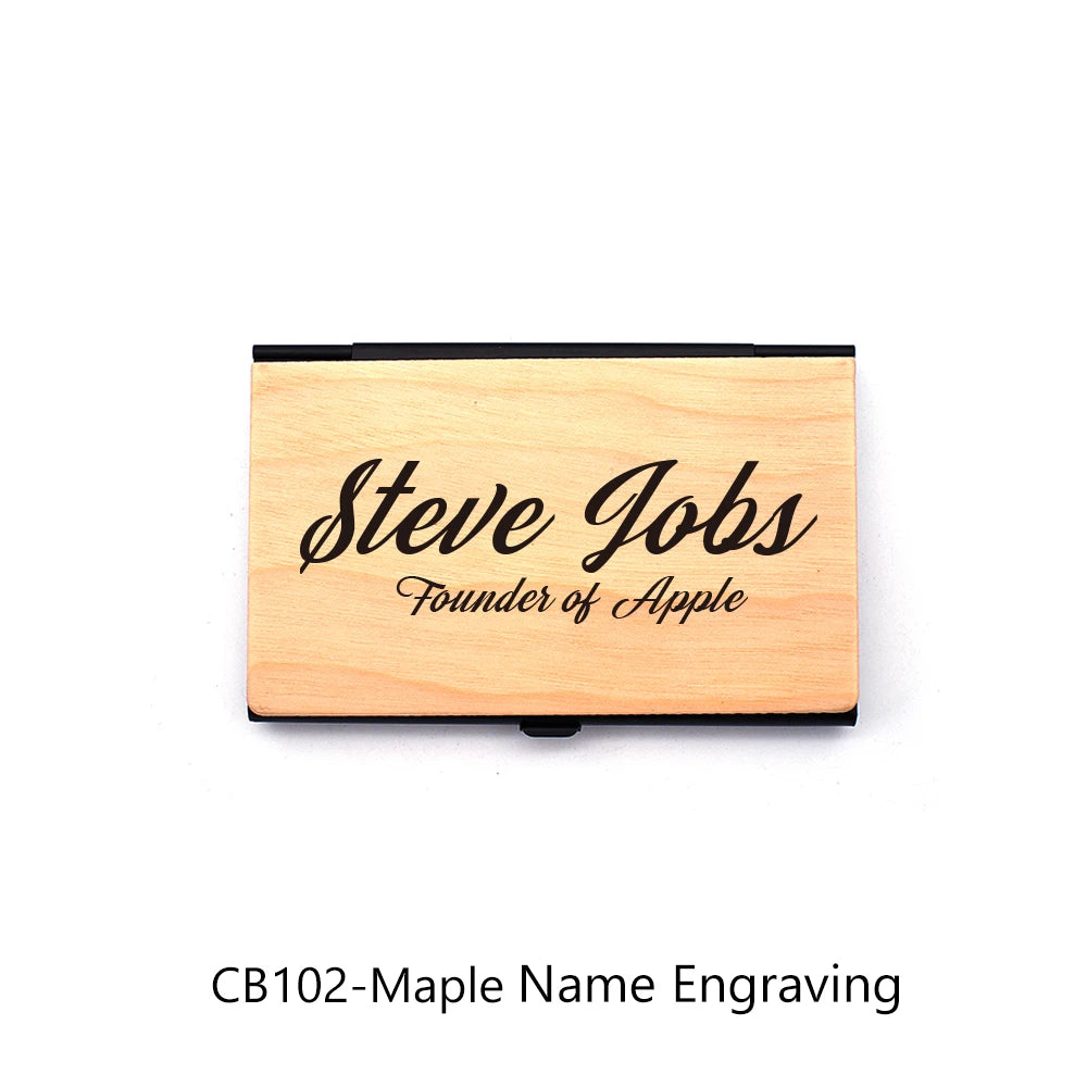Custom Logo Wooden Business Card Holder - Personalized Wood & Metal Case for Professionals - Premium Quality - LOGO