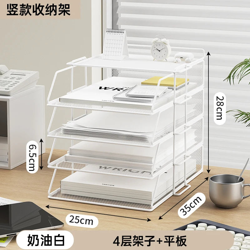 Office File Box Desktop A4 Document Organizer Stackable Laminated Papers Rack All-purpose Bathroom Storage Tray
