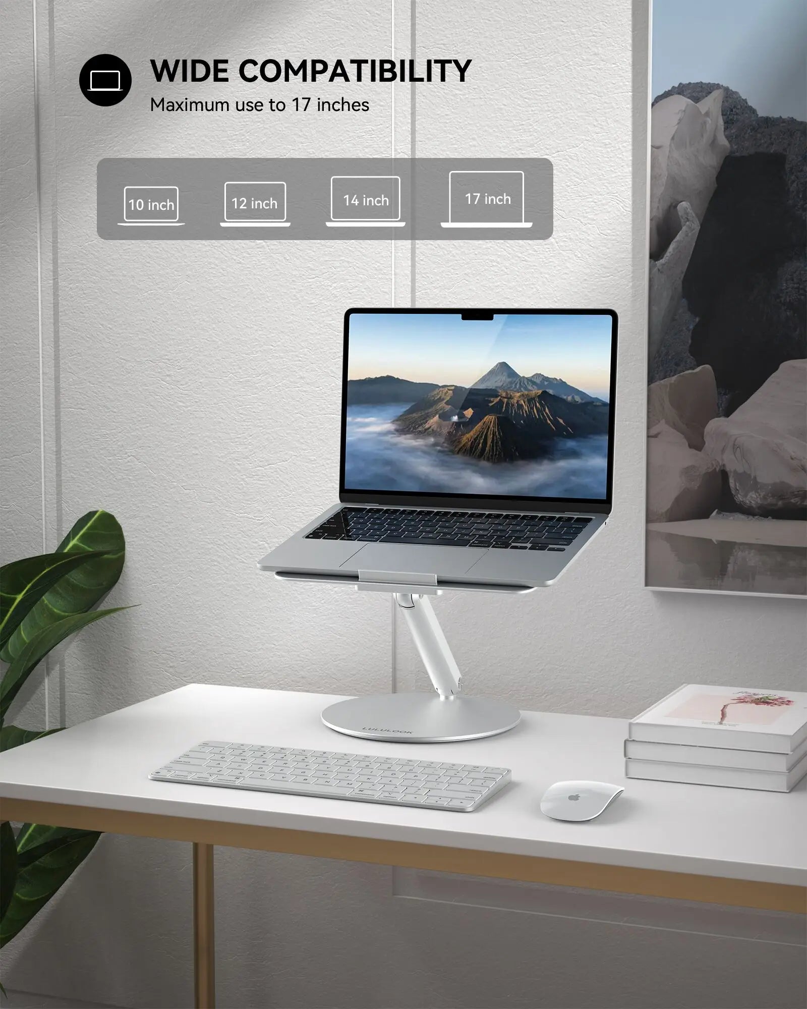 LULULOOK Foldable Laptop Stand with 360 Rotating Base Notebook Stand Laptop Holder For MacBook Pro/Air,Dell,Laptops