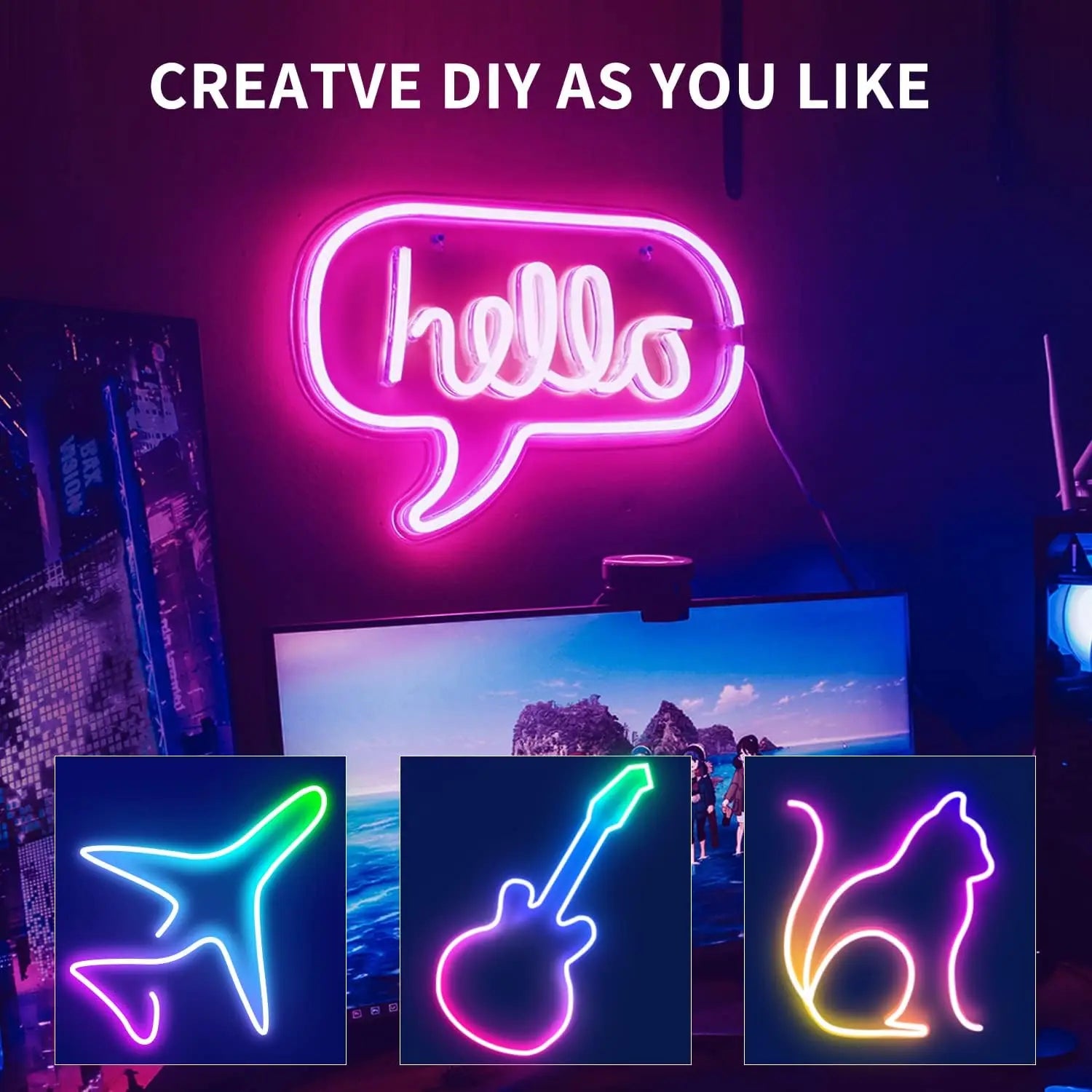 LED Neon Strip Light,3/5m Smart LED WIFI APP RGB,16Colors DIY Light Waterproof Flexible Light Strip Work With Alexa