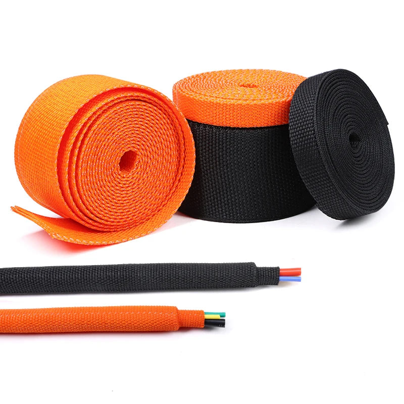 1~50m PET Braided Cable Sleeve Heat Shrink Tube Insulation Flam Retardant Shrinkable Wrap Sheath Wire Protection Cable