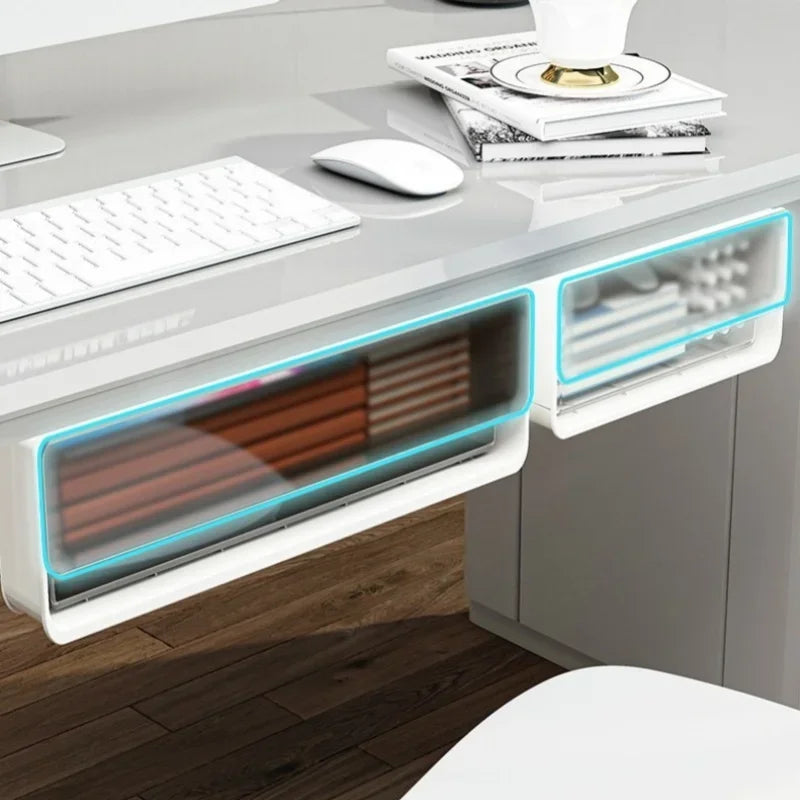 1-3PCS Hidden Desktop Organiser Desktop Sticky Drawer Slide Out Under Desk Drawer Transparent Under Desk Drawer Storage