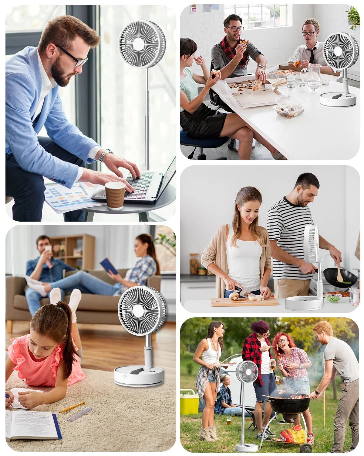 UNITEDTME Oscillating Fan Foldaway with Remote Control Battery Powered Fan for Camping 4 Speed Timer Portable - United