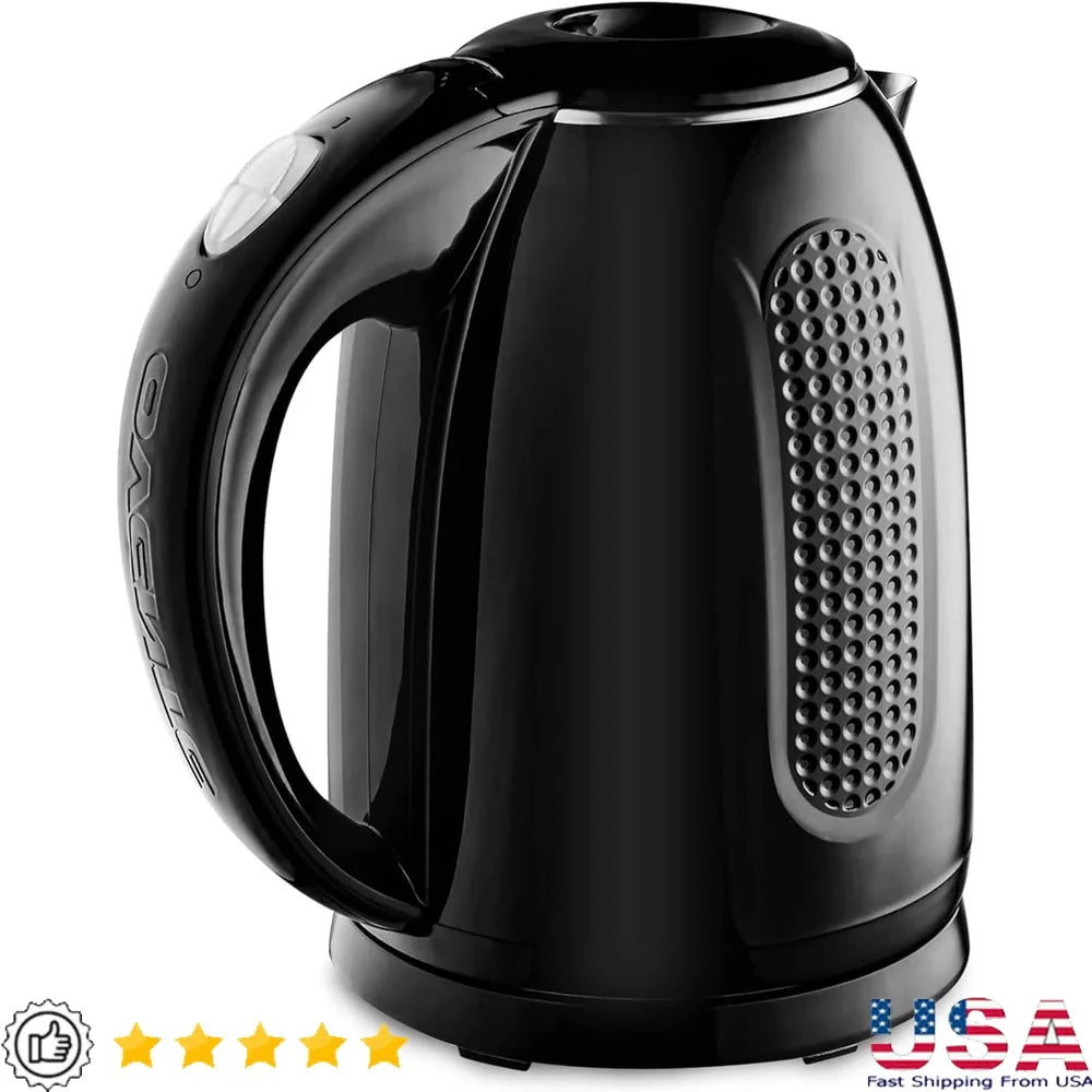 Portable Electric Kettle Stainless Steel Double Wall Insulated 1.7L Instant Hot Water Boiler 1100W Auto Shut Off Fast