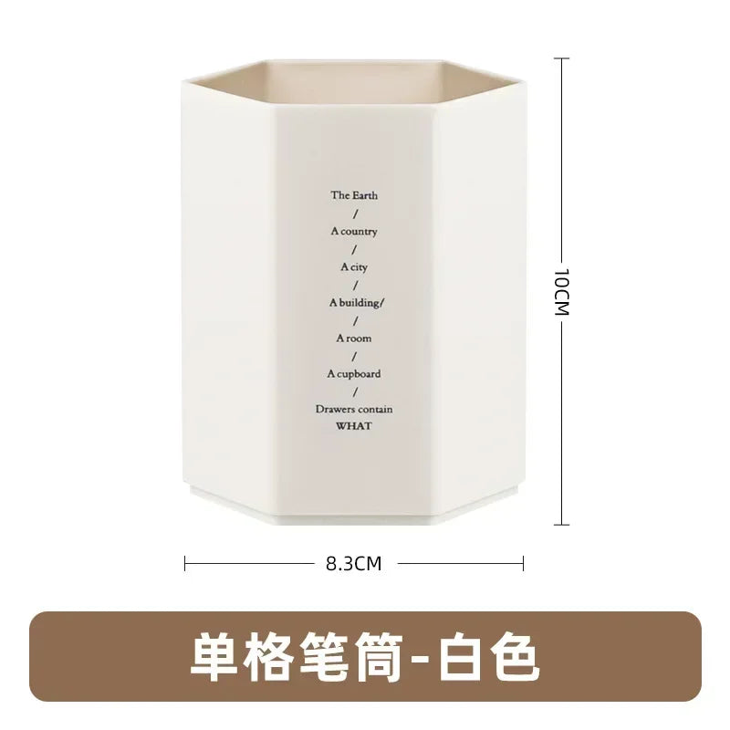 Practical Multi-Functional Desk Organizer Pen Holder Double Layers Rotating Pencils Storage Rack Student Cosmetics