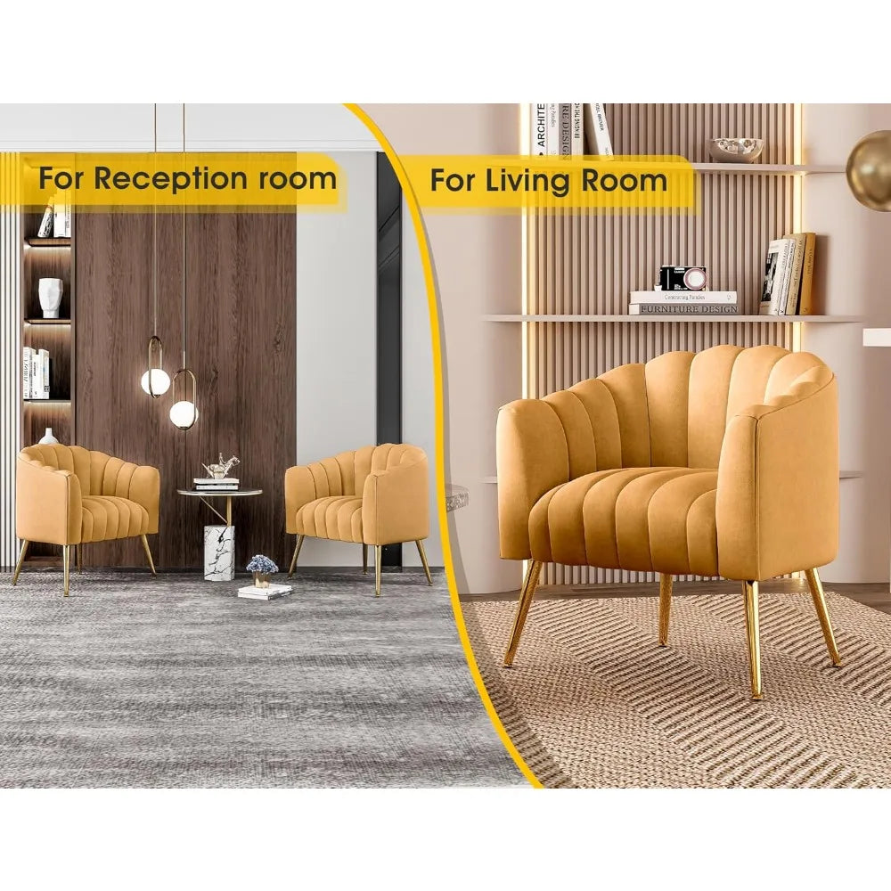 Oversized Pumpkin Couch Accent Chair Modern Comfy Velvet Upholstered Barrel Chairs Luxury Single Sofa Armchair