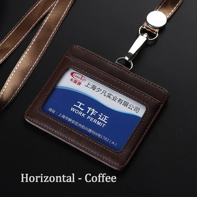 NEW ID Holders Bank Credit Card Holder Unisex Genuine Leather Card Case Business Working Id Badge Name Tag Covers