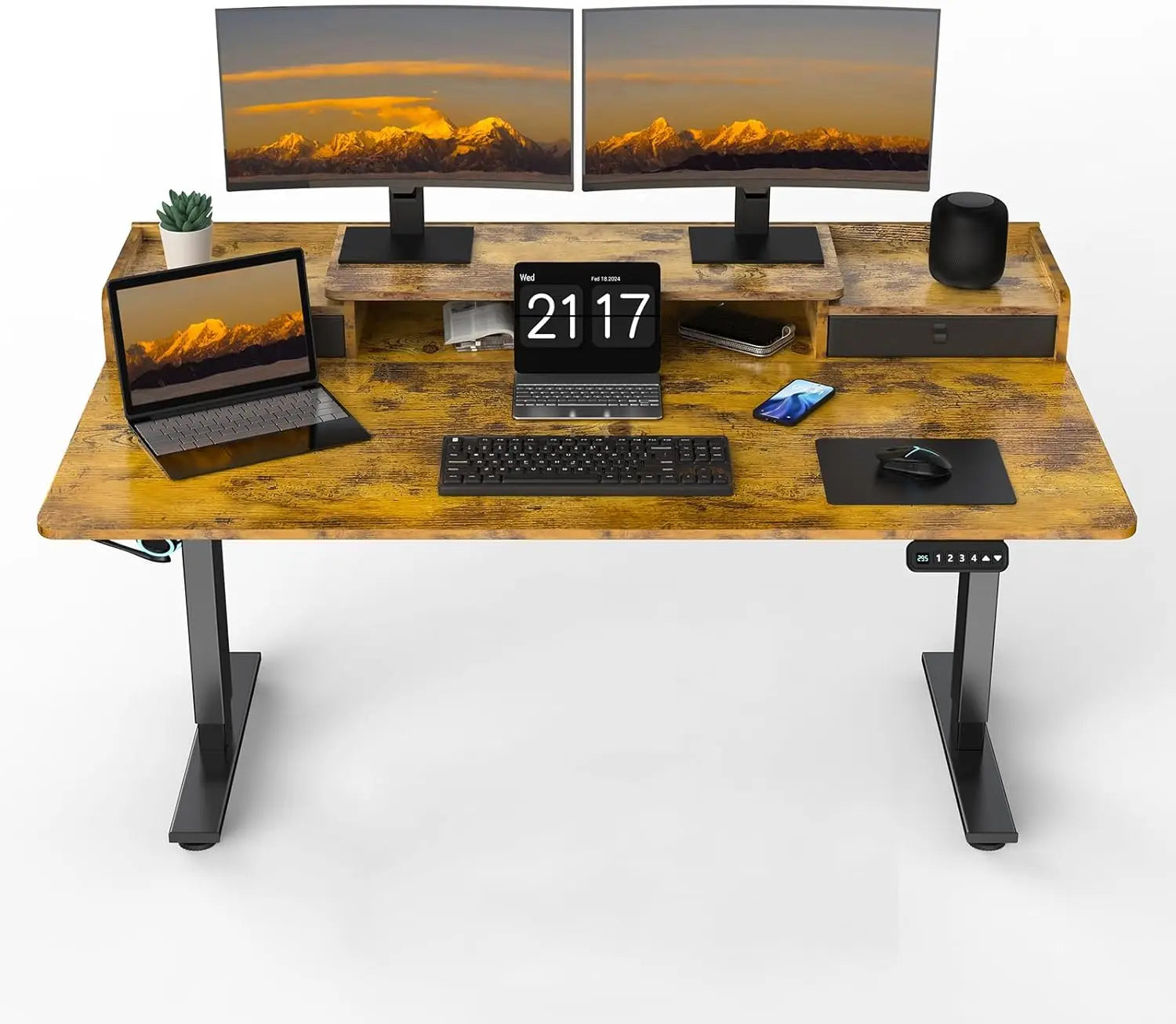 Electric Standing Desk with 2 Drawers Adjustable Height Widened Stand Up Desk with Storage Sit to Stand Ergonomic