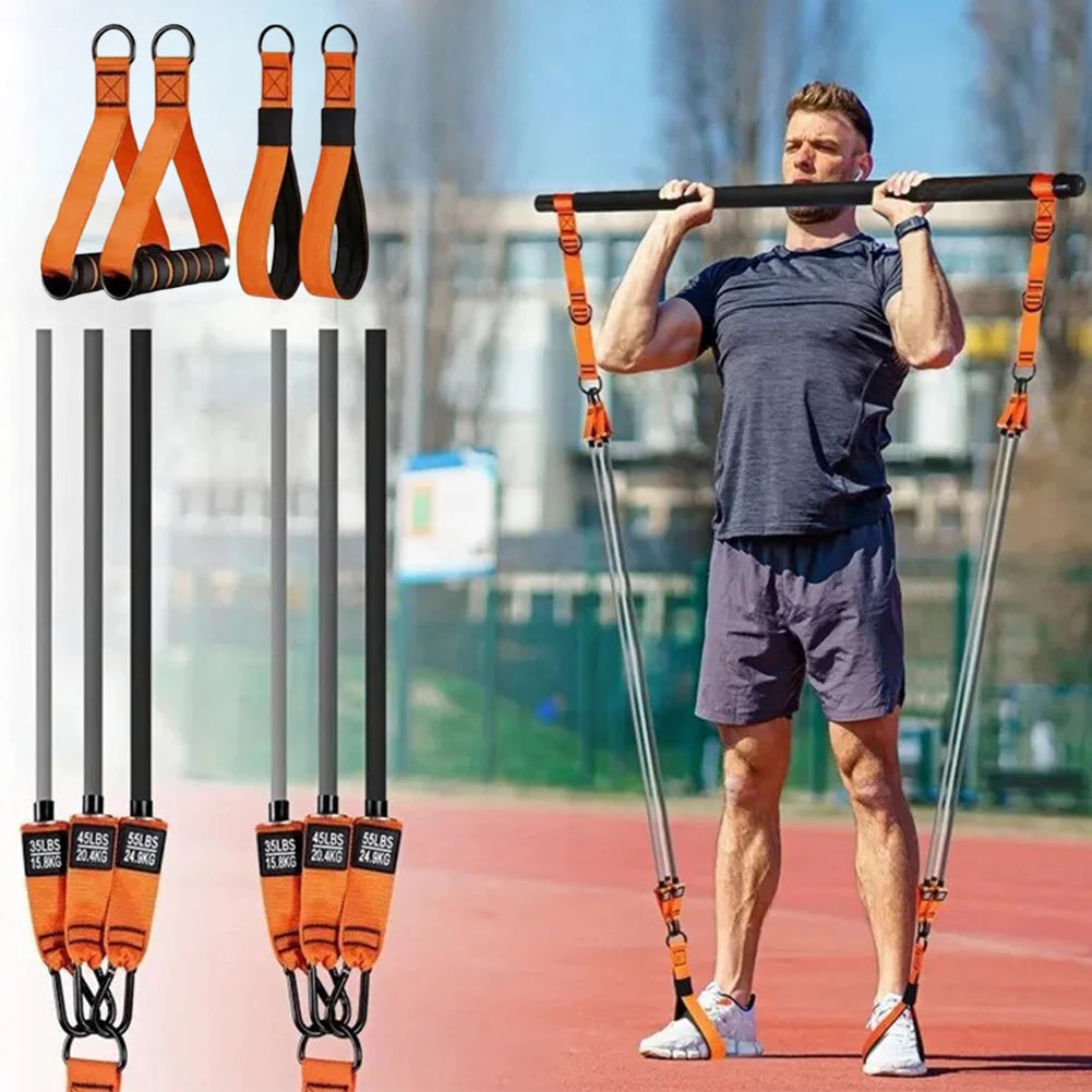 Pilates Bar Kit W/ Resistance Band Multifunctional Pull Up Assistance Band Yoga Pilates Stick Set for Home Gym Strength