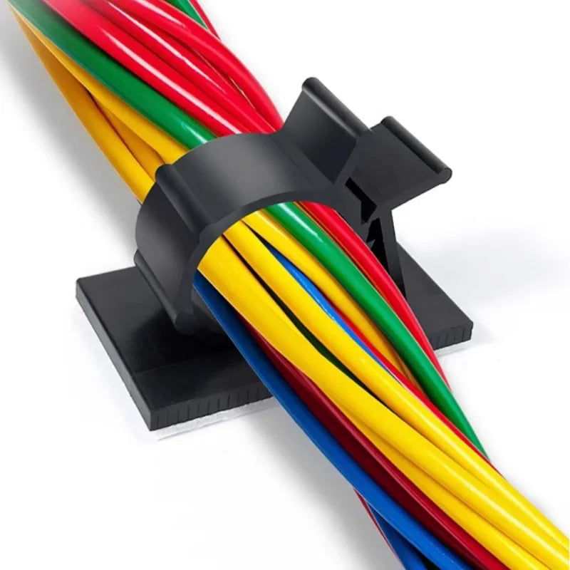 5PCS Adjustable Cable Organizer Clips Self-Adhesive Wire Management Holder Car PC TV Charging Wire Winder Desktop Line