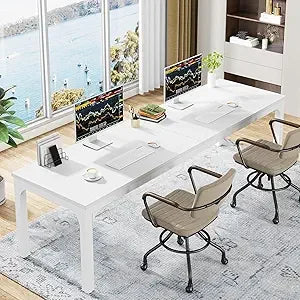 78.7 Inches Extra Long Computer Desk 2 Person Desk Double Long Desk Workstaion for Home Office - United States / White