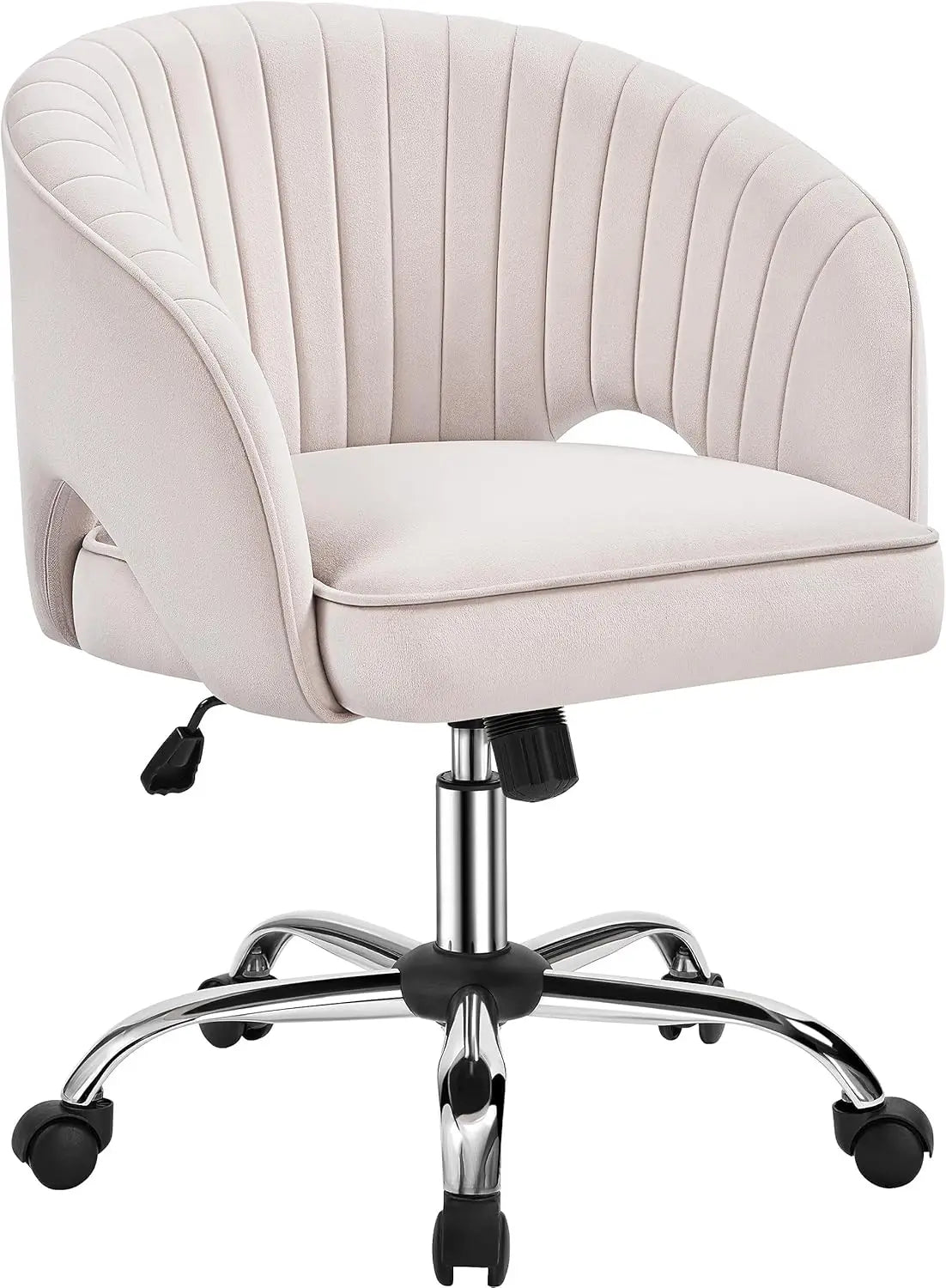 Home Office Chair Velvet Desk Chair Upholstered Modern Swivel Chair with Tufted Barrel Back Rolling Wheels for Office