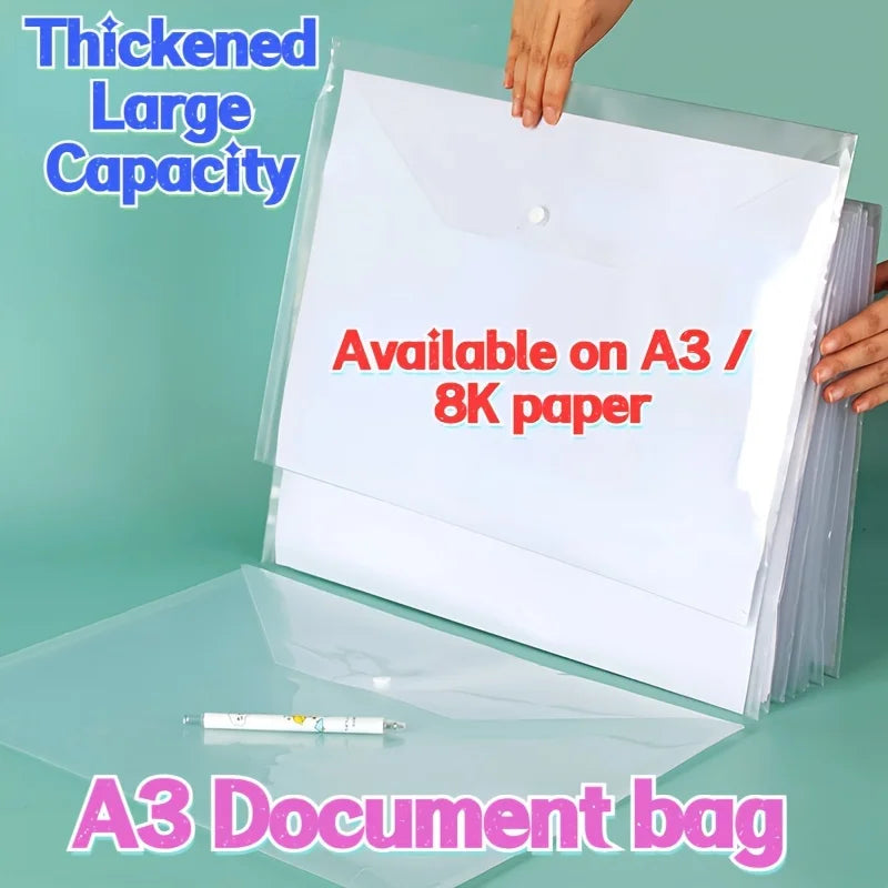 12 Pcs Pocket Storage Transparent File Bag Office Folders Document 4500X3200X010CM Pp A3 Envelopes Documents