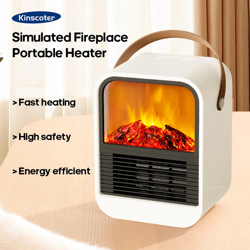 Simulated Fireplace Electric Heater 1000W Space Heater Portable PTC Fast Heating Ceramic Home Office Indoor Overheat