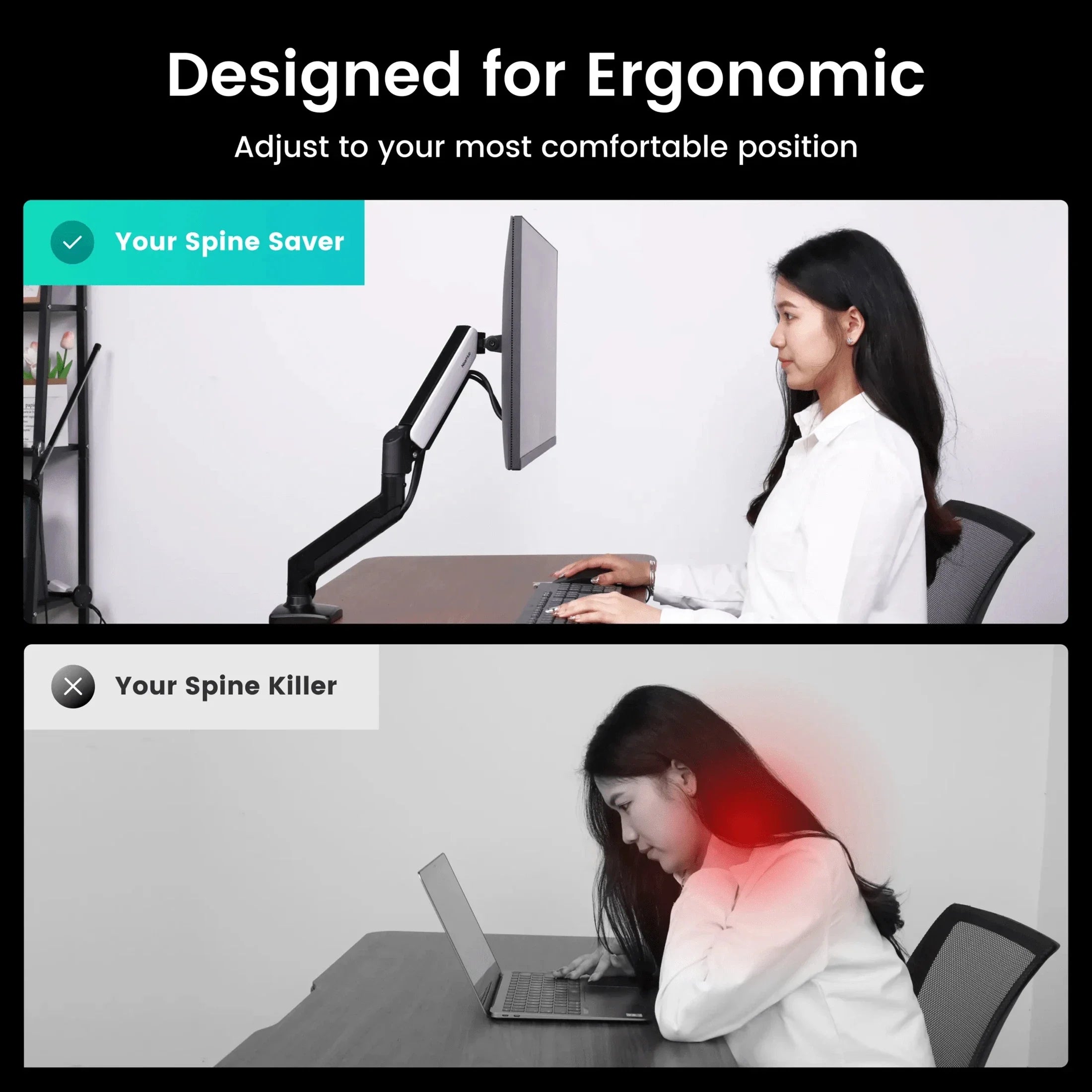 Single Computer Monitor Arm Mount Bracket Flexible 180° Swivel 360° Rotation Support Monitor Arm Stand for Ergonomic