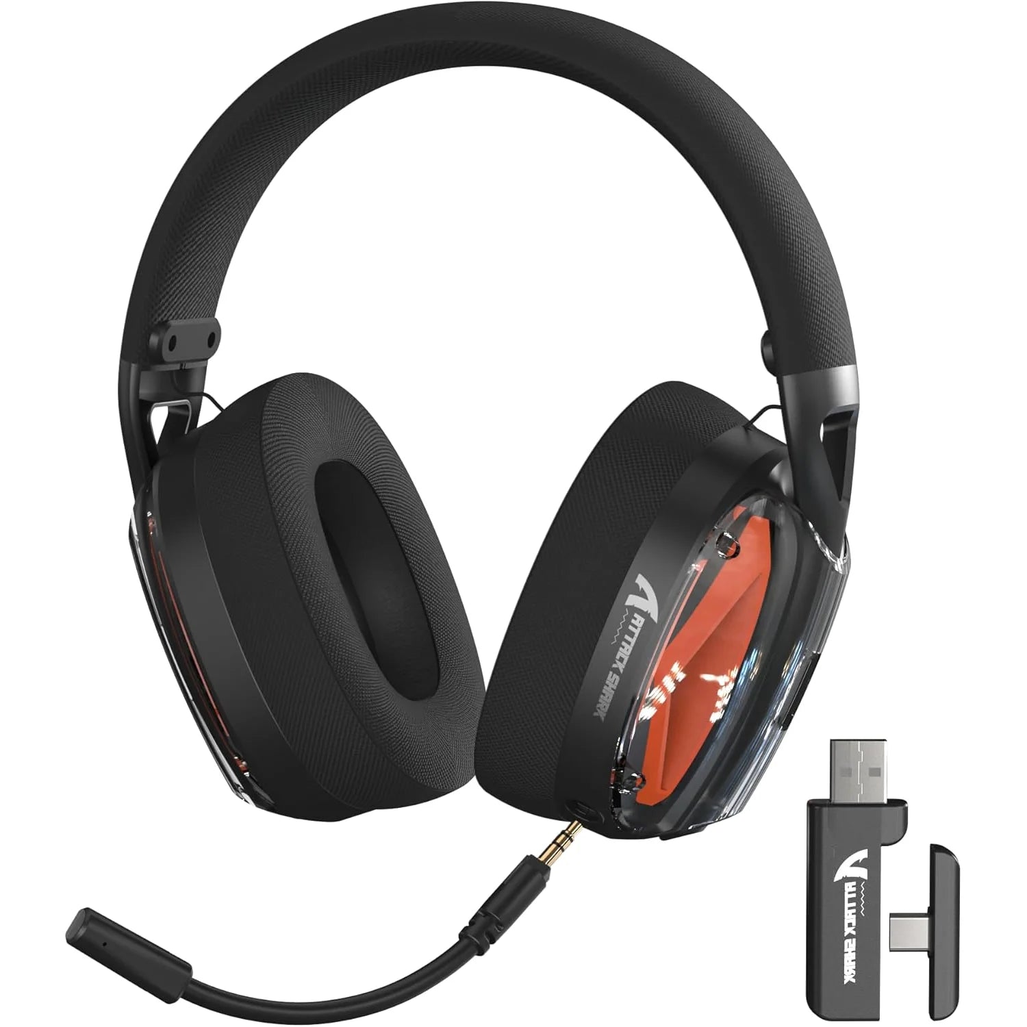 ATTACK SHARK L60 Ultra-light Gaming Headphone 2.4G/BT/Wired Tri-mode Wireless with Usb & Type C Receiver Detachable Mic