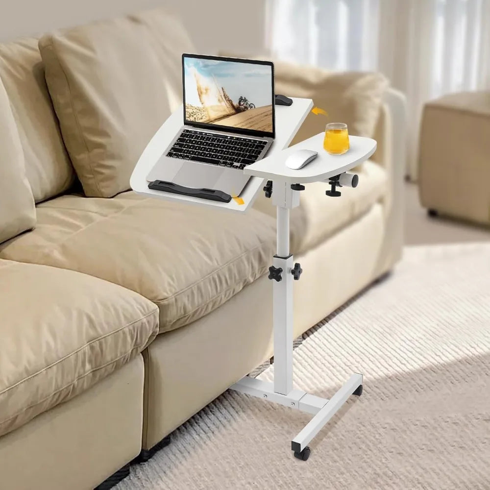 Adjustable Rolling Laptop Table Small Standing Desk Adjustable Height with Wheels Mobile Laptop Stand Portable Stand Up