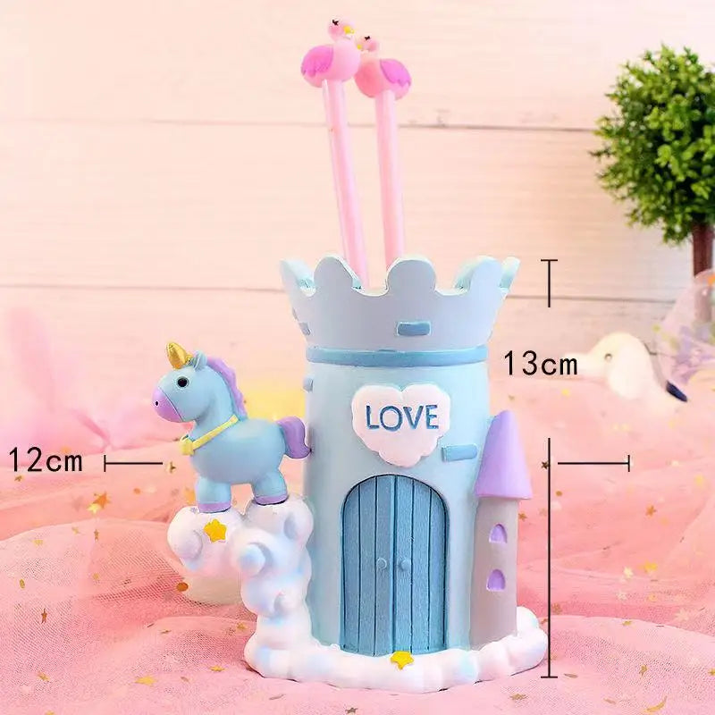 Creative ins unicorn cartoon cute primary and secondary school students pen holder resin gift birthday gift for boys