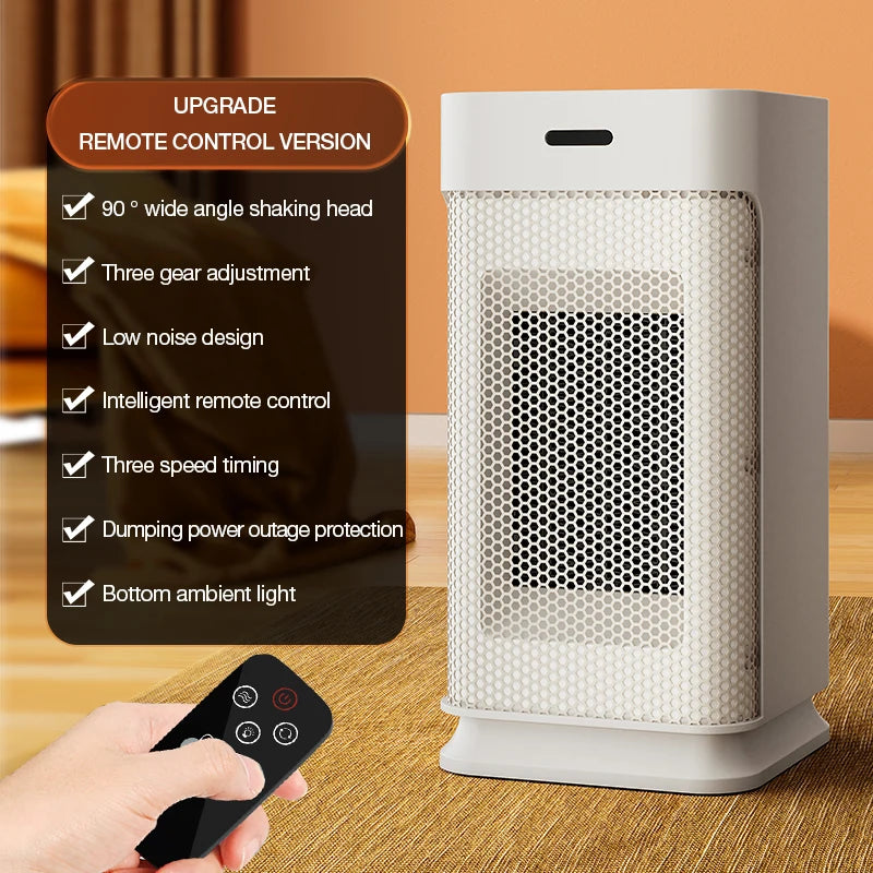 Portable Space Heater For Home Office PTC Ceramic Fast Heating 1200W Electric Fan Heater With Oscillation Remote/Timer