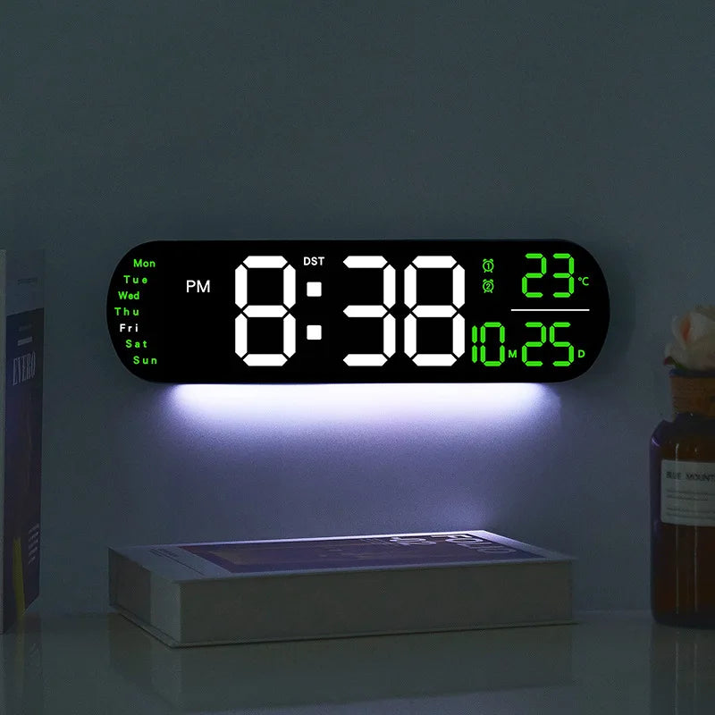 13.78 Inch Remote Control Digital Wall Clock Mood Lighting Timing Countdown 2 Alarm Auto Dimmer DST Plug In Use LED