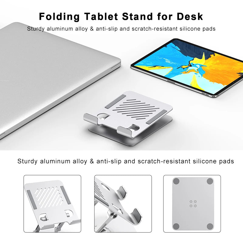ST04 Swivel Tablet Stand Aluminum Portable 360 Rotating Tablet Stand Holder for Desk Business Kitchen Desktop for IPAD