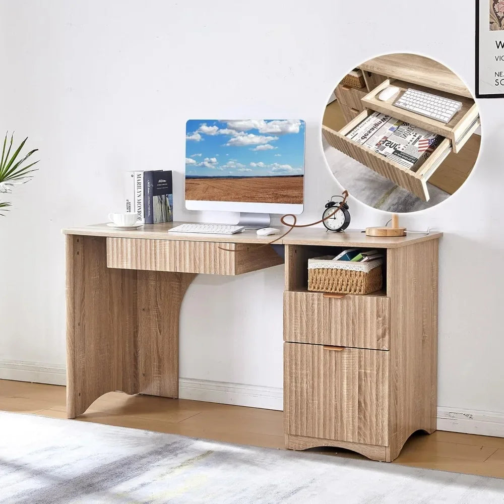 modern-oak-computer-desk-55-inch-with-keyboard-tray-and-power-outlets-2-in-1-main-drawer-with-adjustable-file-drawer-for-office