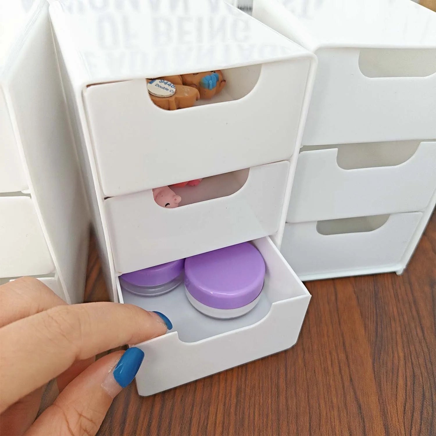 3/1pc 3-Tier Drawer Organizer Desktop Storage Box Sundries Jewelry Cosmetic Case Home Office Desk Storage Plastic