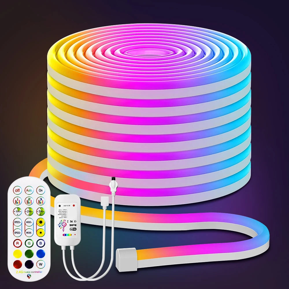 LED Neon Strip Light,3/5m Smart LED WIFI APP RGB,16Colors DIY Light Waterproof Flexible Light Strip Work With Alexa