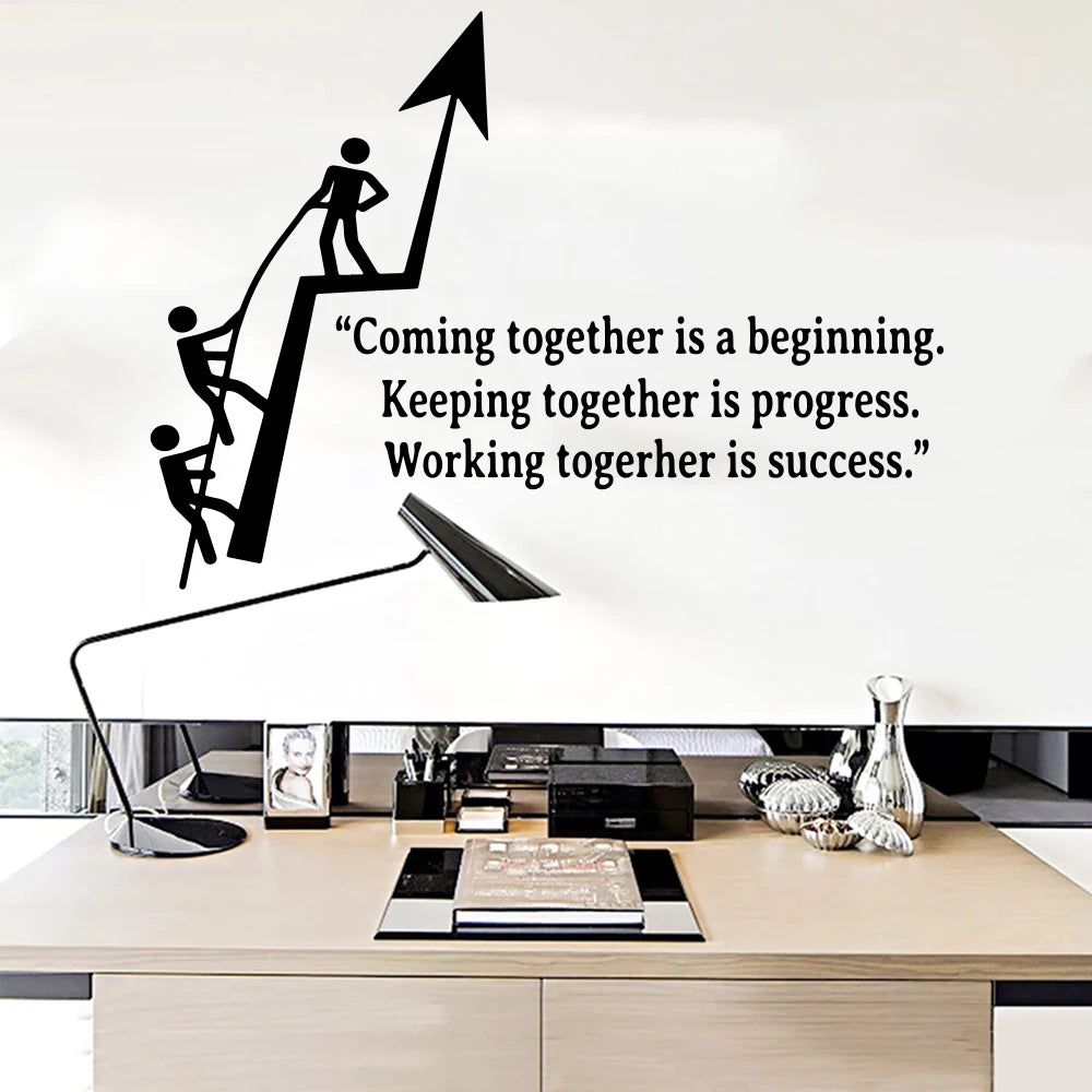 Modern Office Teamwork Success Wall Sticker Team Motivational Inspirational Quote Work Climbing Wall Decal Home Decor